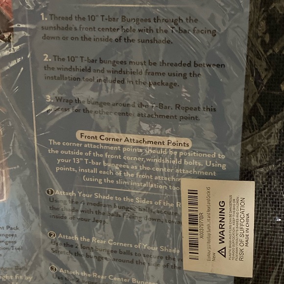 WRANGLER ROOFTOP SHADE - JLU ( FRONT & REAR Bungee balls are not included. NWOT - Picture 6 of 9